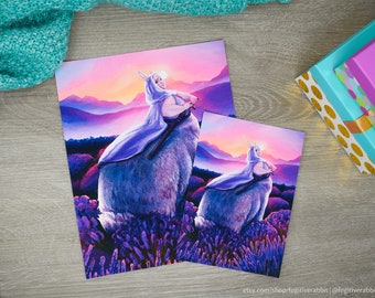 Bunny Centaur, Art Print, Watercolor Illustration, Fat Liberation, Lavender field guardian