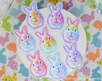 Pastel LGBT Pride Bunny, 2.5 inch Vinyl sticker, **NEW COLORS**