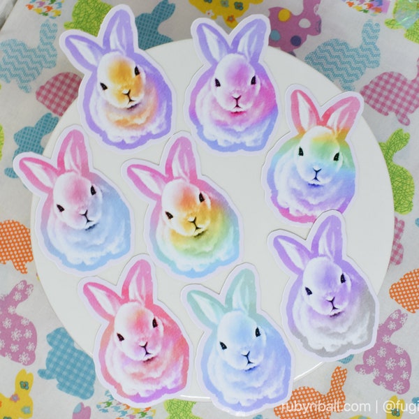 Pastel LGBT Pride Bunny, 2.5 inch Vinyl sticker, **NEW COLORS**