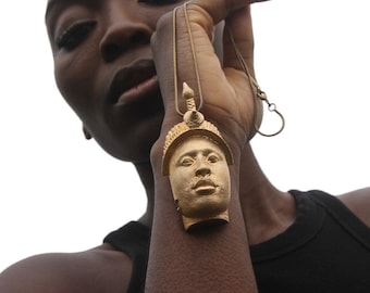 Kingdom of Ife Head - Oversize Bronze Pendent