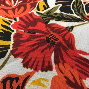Georgette fabric - Orange, yellow, red flowers on cream colored background, Georgette Fabric by the Yard, Yardage, Dress, Shirts, Skirts