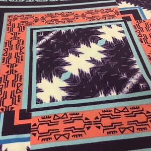 ITY knit-Blue and Orange aztec print