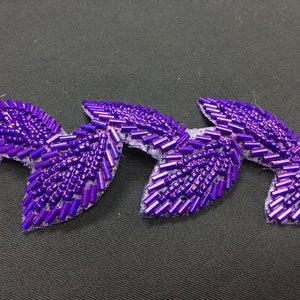 Beaded appliqué trimming per yard