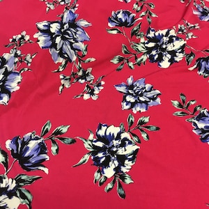 ITY knit - Large Floral Print - Knit Fabric - Polyester Lycra Spandex Apparel Fabric by the yard, Stretch Knit