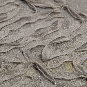 Beige Rosette mesh Fabric