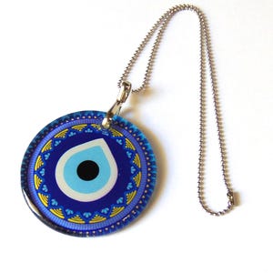 Car Rear view Mirror Hanging Ornament - Round Evil Eye Charm - Good Luck Gift - Blue Evil Eye - Protection Ornament - Car Décor