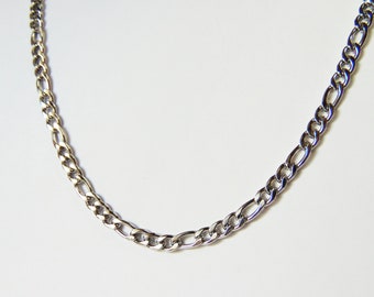 Figaro Chain Necklace - Stainless Steel Necklace for Men or Women – 4mm Silver Chain Necklace - Lobster claw closure