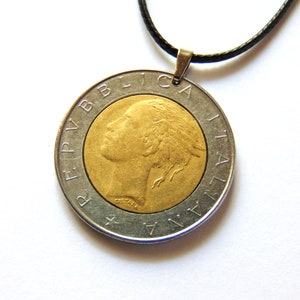 Italian Coin Necklace Vintage Italian Coin 500 Lire – Symbol of