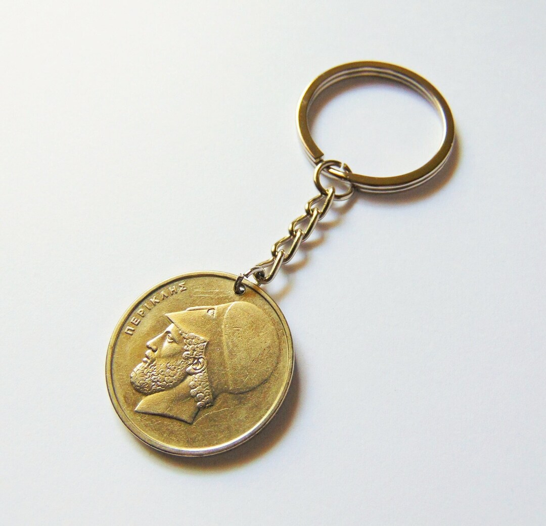 Pericles Coin Keychain - Vintage Twenty Drachma Coin Greece – Temple of ...