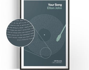 Custom Song Lyrics Vinyl Record Print: Personalized Music Gift