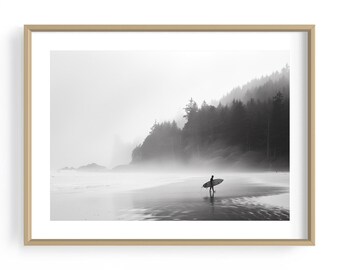 Framed Ocean Wave Print: West Coast Surfing Art