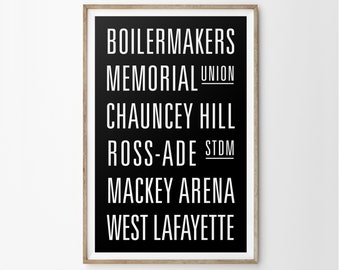 Printable Purdue University Boilermakers Subway Art Print 8.5x11, 11x14, 12x18, 16x20, 24x36 JPEGs ALL Included!
