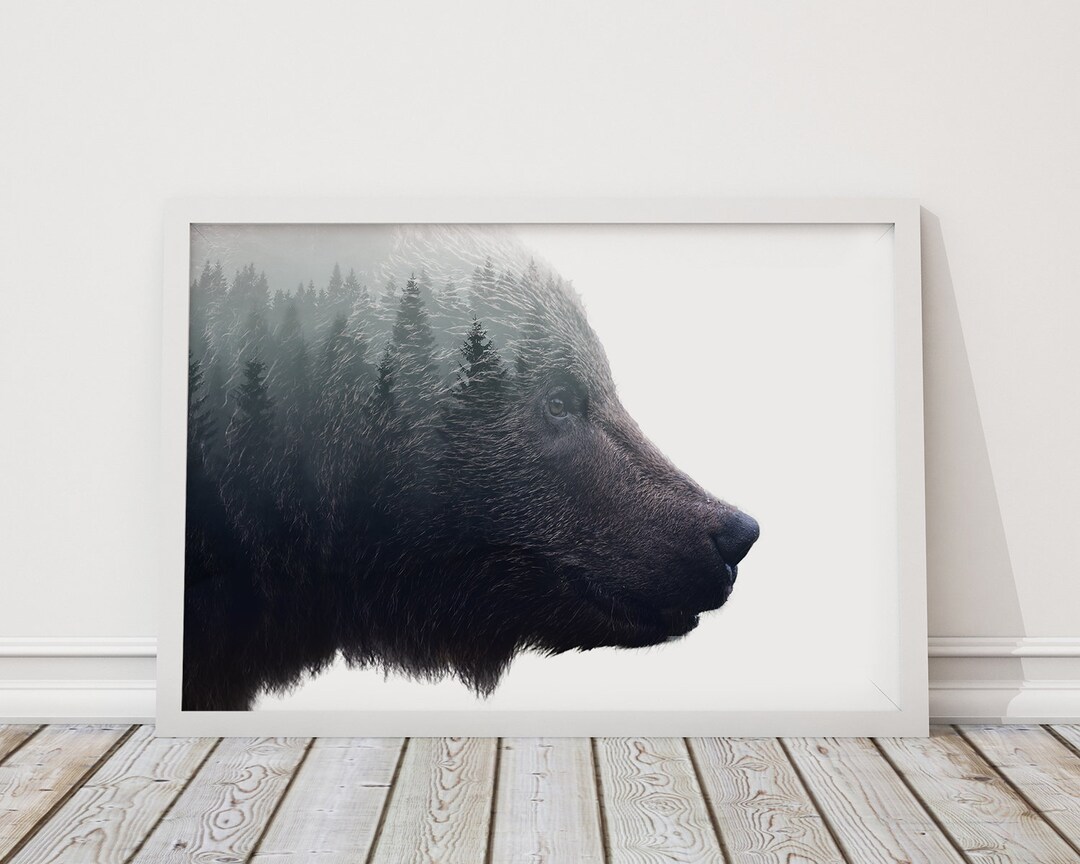 Wild Bear Double Exposure Print – Forest Animal Art (digital Download ...