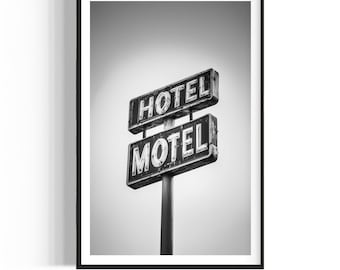 Vintage Hotel Motel Neon Sign Print: Urban Decor (Digital Download)
