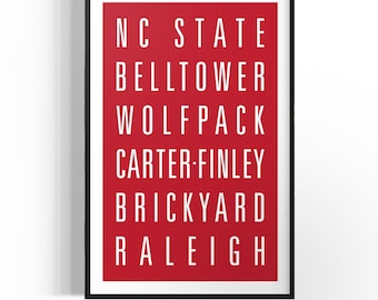 NC State Wolfpack Subway Art Print: College Dorm Decor (Digital Download)