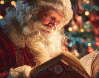 Original Digital Painting Santa Claus Festive Holiday Merry Christmas Artwork Decor for Home Printable