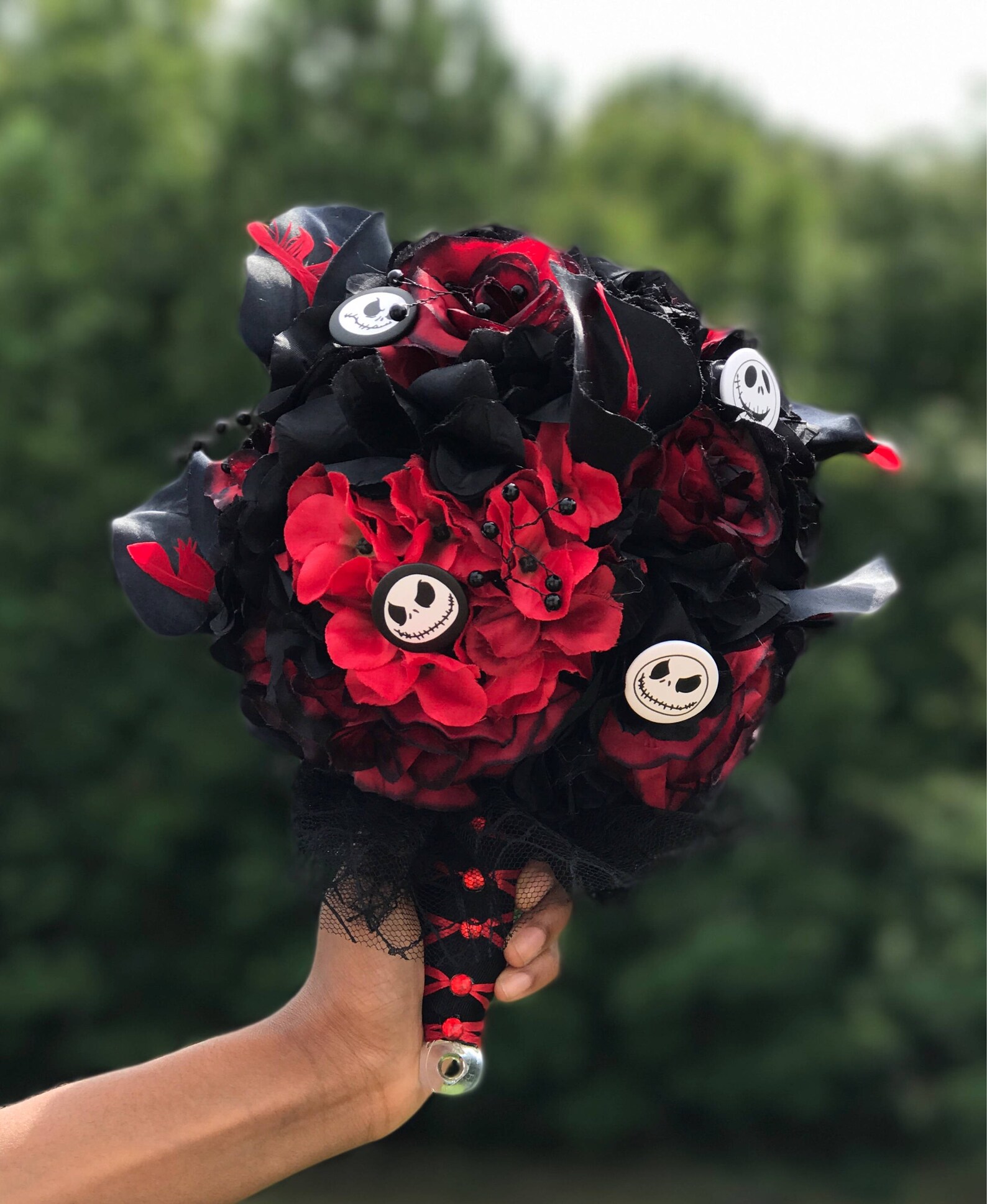 Gothic Item 2 bride bouquet skeleton Goth wedding | Etsy