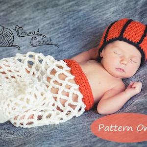 PATTERN ONLY Crochet Baby Basketball Net Cocoon Photography Photo Prop, PDF Digital Download, Crochet Pattern, Newborn Basketball Net