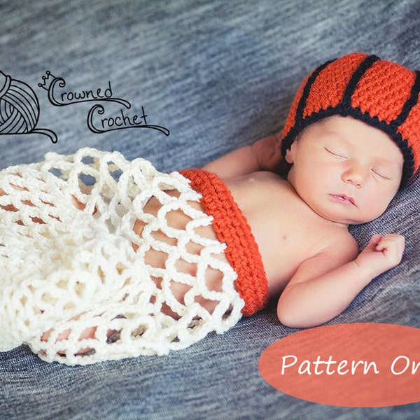 PATTERN ONLY Crochet Baby Basketball Net Cocoon Photography Photo Prop, PDF Digital Download, Crochet Pattern, Newborn Basketball Net