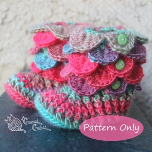 PATTERN ONLY Mermaid Scales Textured Socks, PDF Digital Download, Crocodile Stitch Baby Booties, Dragon Scale Slippers, Crochet Pattern