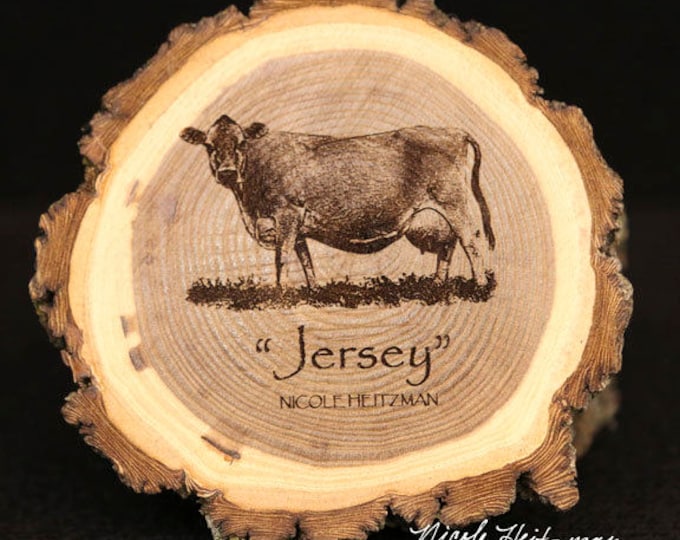 Cattle Jersey Cow Coaster Wood Farm Decor Father's Day gift for men Dairy Cattle Art Jersey Cow engraved Wood Coasters by Nicole Heitzman