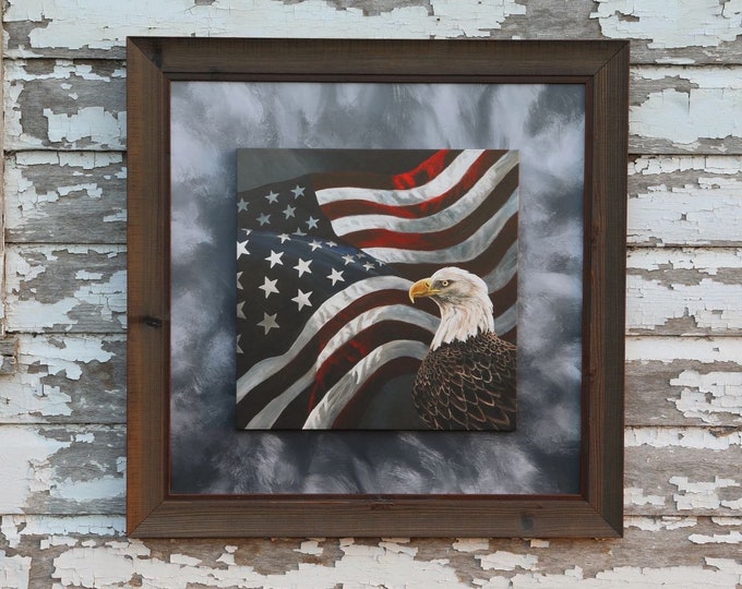 Undivided Eagle art Flag Patriotic USA painting America Gift for soldier men women Wildlife Art Canvas Wrap Print Nicole Heitzman