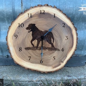 Lab Art Engraved Wood Clock Hunting Labrador Dog art gift for Dad men Lodge Cabin Hunter Man cave Wall art by Nicole Heitzman