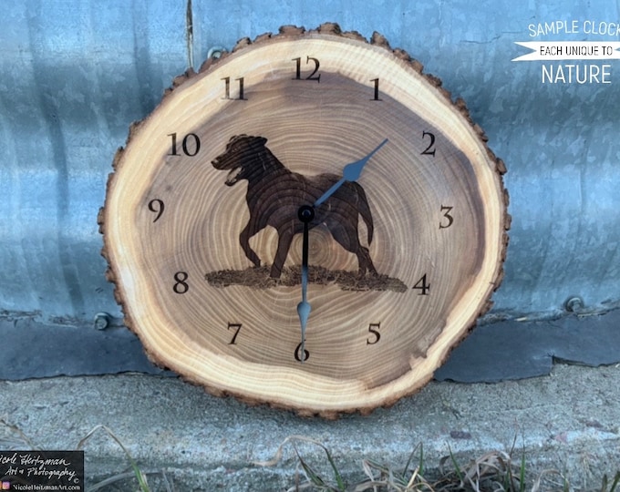 Lab Art Engraved Wood Clock Hunting Labrador Dog art gift for Dad men Lodge Cabin Hunter Man cave Wall art by Nicole Heitzman