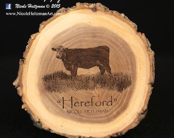 Vatertagsgeschenke für Männer Opa Hereford Kunst Kuh Untersetzer Rinderkunst Bauernhof Kunst Mann Höhle Dekor Hereford Holzuntersetzer von Nicole Heitzman