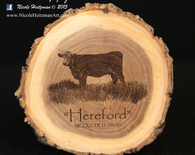 Father's day Gifts for men Grandpa Hereford Art cow coaster Cattle Art  Farm Art Man Cave Decor Hereford Wood Coasters by Nicole Heitzman