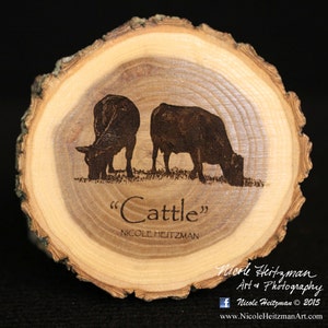 Cattle Coasters engraved Wood Art Cattle Art Angus Art Father&#39;s Day Gift for Dad men Farmer Man Cave Decor Farmhouse livestock Wood Coasters