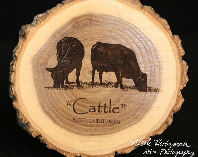 Cattle Coasters engraved Wood Art Cattle Art Angus Art Father's Day Gift for Dad men Farmer Man Cave Decor Farmhouse livestock Wood Coasters