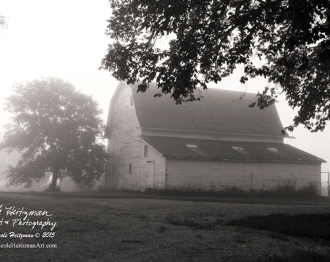 White Barn Photo Old Barn Photography Gift for Dad Black and White Photography Monochromatic Barnwood Farm Metal Print by Nicole Heitzman