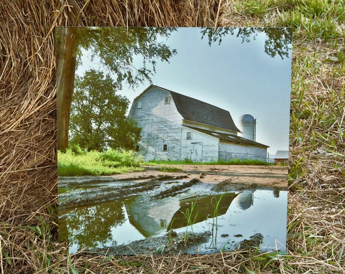 Barn Reflection Photography Farm Photo Country Farmhouse Decor Mother's Day Gift for her Mom Metal Print rustic barnwood farmstead farm art