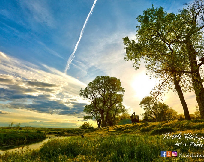 Sunset Photography Metal print Scenic Photo Spring scenery Summer HDR Photography Cottonwood trees Turkey Hunting Photo by Nicole Heitzman