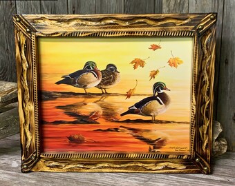 Jesienne refleksy, obraz z kaczką drzewną, prezent dla mężczyzn, sztuka z kaczką drzewną, wydruk z kaczką, sztuka o dzikiej przyrodzie, wydruk na płótnie z ptactwem wodnym autorstwa Nicole Heitzman