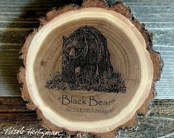 Schwarzer Bär Holzuntersetzer Bär Holzuntersetzer Vatertagsgeschenk für Männer Papa Holzuntersetzer Weihnachtsgeschenke Mann Höhle Dekor Lodge Decor by Nicole Heitzman
