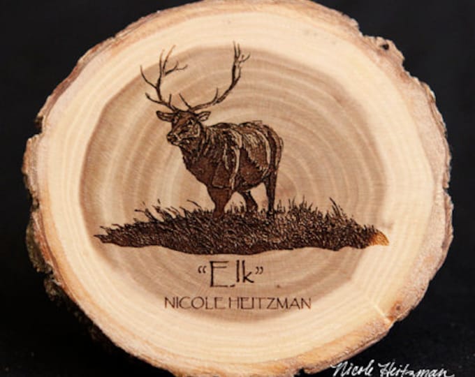 Gift for Dad Wildlife Art Elk Art Elk Coaster Wood Art Lodge decor Cabin Decor Man Cave Decor Hunting Art Wood Coasters by Nicole Heitzman