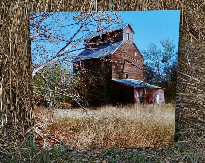 Mill Photography Old buildings Photo Country Farmhouse Decor 24x24 Metal Print rustic structure fall scenery farmstead by Nicole Heitzman