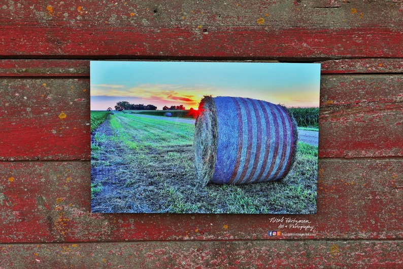 America USA Bale patriotic country life farming baling Red white and blue South Dakota sunset photography by Nicole Heitzman