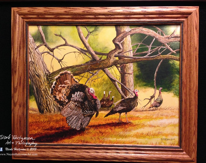 Cottonwood Gang Turkey Painting Father's Day Gift for men Turkey Hunting Art Turkey Print Limited Edition Canvas print by Nicole Heitzman