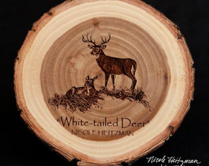 Father's Day Gift for men Deer Coaster Deer Art Man Cave Decor Wildlife Decor Cabin Decor Lodge Decor White-tailed Deer Art Wood Coaster