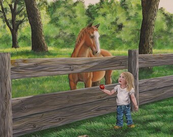 Friends Horse painting birthday gift for cowgirls Horse Print Horse Art Horse Decor Wester Decor Cowgirl Art Girl and horse Canvas print