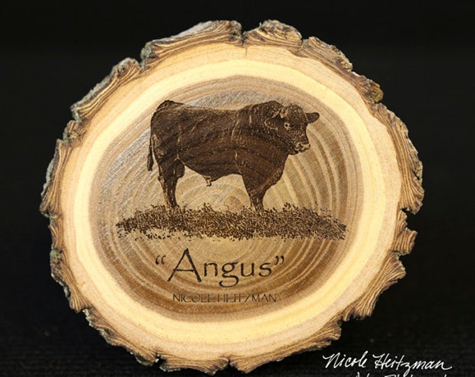 Father's day Gifts for men Grandpa Angus Art bull coaster Cattle Art Farm Art Man Cave Decor Angus Cow Art Wood Coasters by Nicole Heitzman