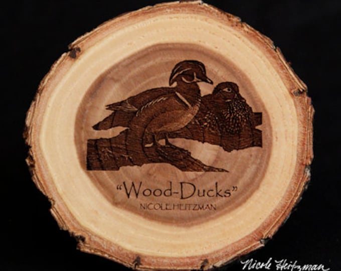 Gift for men Wood Duck Art Duck Coaster Father's Day gift Waterfowl Art Lodge Cabin Decor Man Cave Decor Wood Coasters by Nicole Heitzman