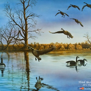 On Deck Gans Malerei Geschenk für Männer Gänse Wasservögel Art Print Wildlife Art Wasservögel Jagd Cabin Art Leinwand Giclée-Druck Nicole Heitzman