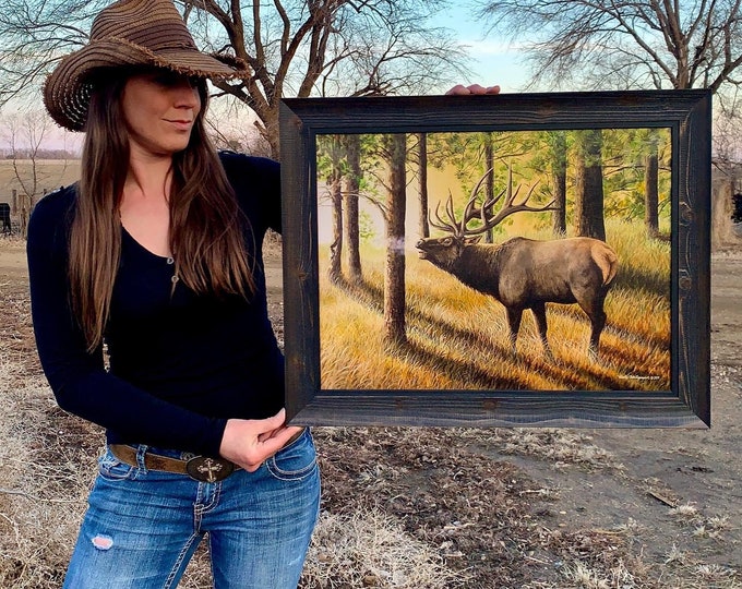 Elk Print Evening Echoes Elk Art Elk Painting Elk Hunting Giclee Canvas Print Christmas Gift for Dad Black Hills Scenery by Nicole Heitzman