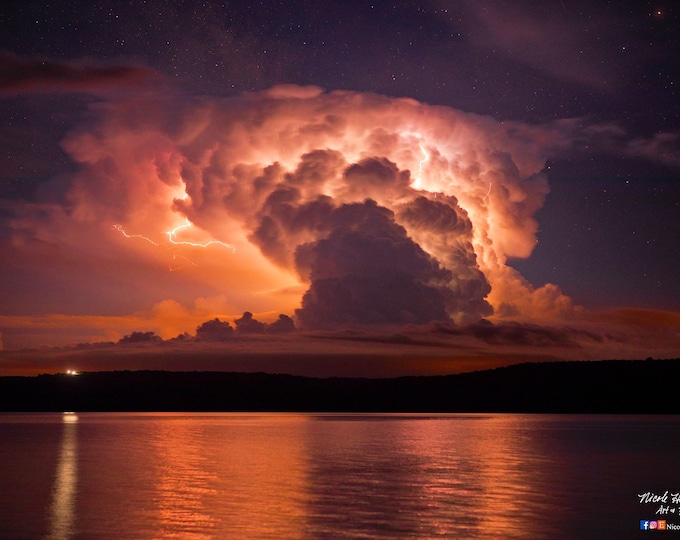 Missouri River Lightning Photo Thunderhead Photography 24x16 Metal Print South Dakota scenery Thunderstorm Photography by Nicole Heitzman