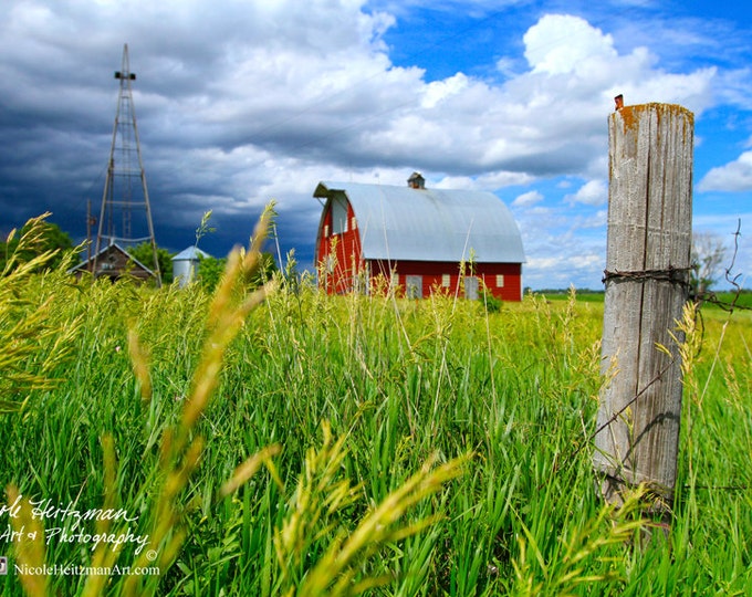 Barn Photo Barn Photography Farm Photo Thunderstorm in South Dakota Gift for Dad men Metal Print Storm Photography by Nicole Heitzman