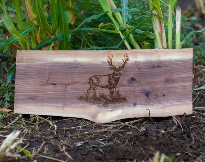 Engraved Mule deer buck Art Black Walnut Wood Charcuterie Cutting Board